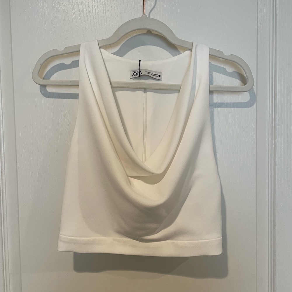 NWT XS Zara Crop Cowl Sleeveless Blouse